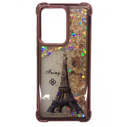 Galaxy S20Ultra Waterfall Protective Case Rose Gold Eiffel Tower